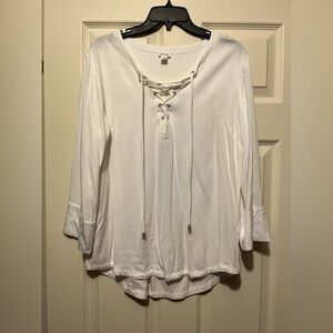 Tribal Jeans Women’s White Tie Up Top - Size M